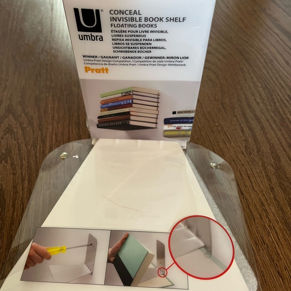 Umbra Conceal Floating Bookshelf - White Powder Coated Steel